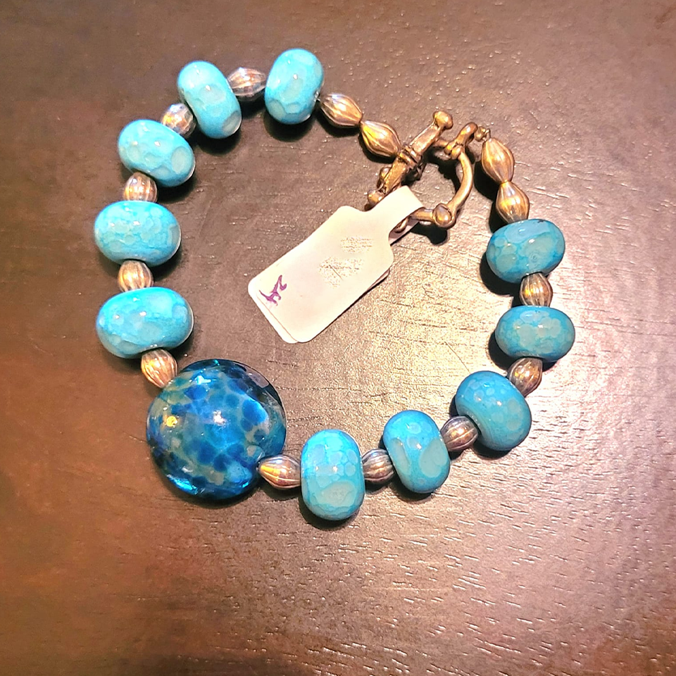 Chunky Blue Howlite Nugget Bead Bracelet