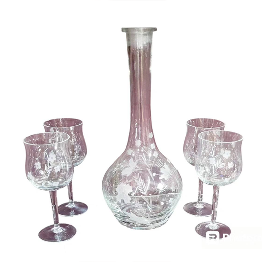 Bohemian Style Engraved Glass Wine Set