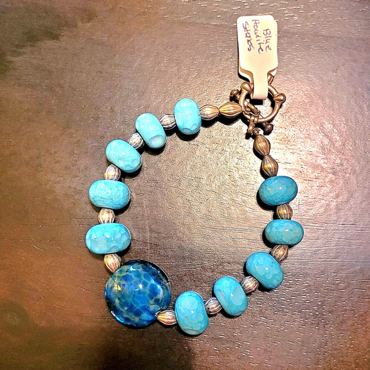 Chunky Blue Howlite Nugget Bead Bracelet