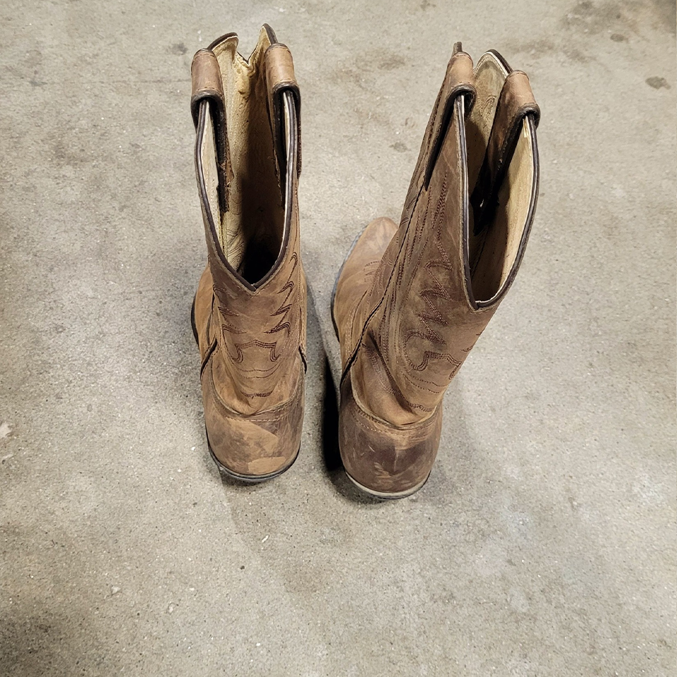 Distressed Brown Leather Cowboy Boots