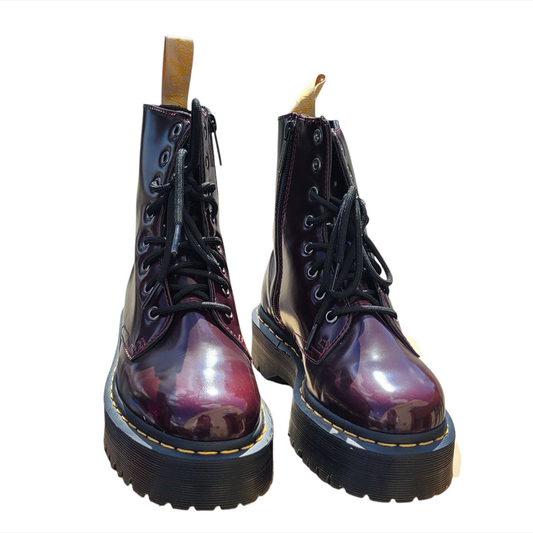 Oxblood Patent Leather Look Platform Boots