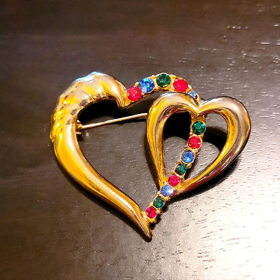 Statement Gold-Plated Heart Brooch