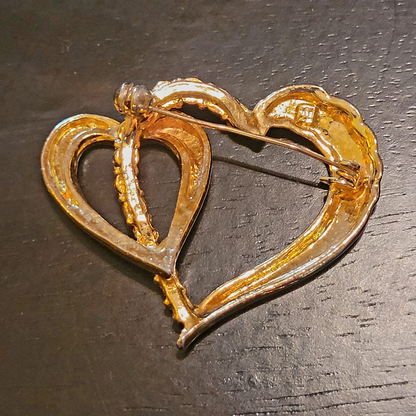 Statement Gold-Plated Heart Brooch