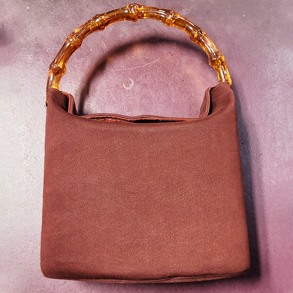 etro Brown Mini Bag with Resin Bamboo Handle